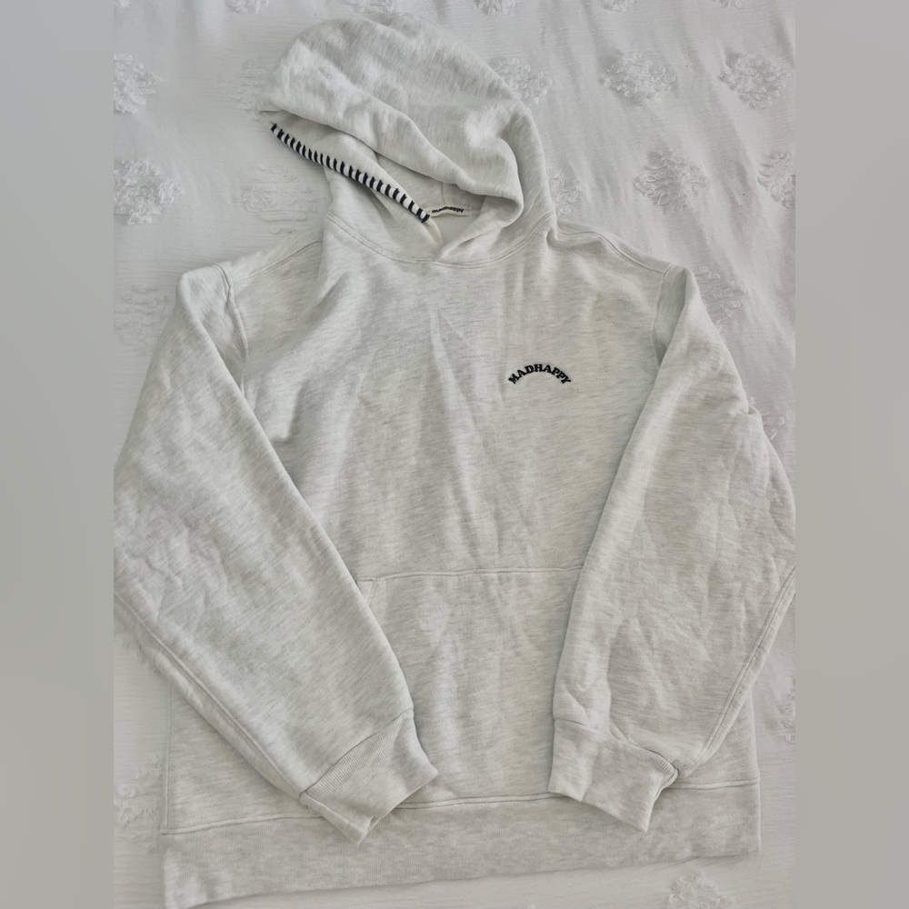 Madhappy Women’s Light Grey Hoodie Navy Navy and Stitching